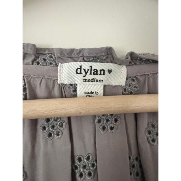 Sundance Dylan Eyelet Women's Blouse Top Shirt Gray Medium Boho Lace Romantic - Picture 5 of 6